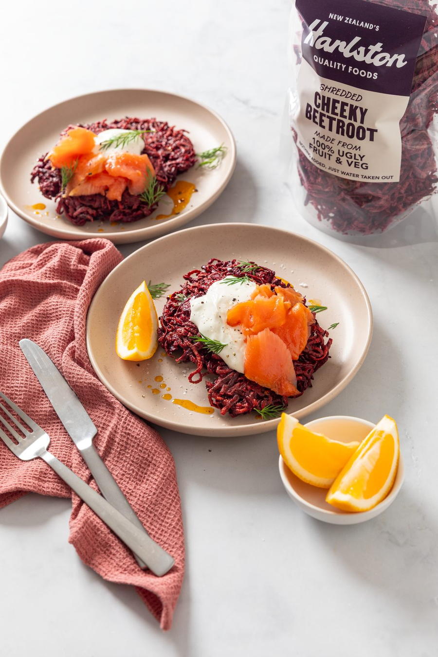 Real Rosti Beetroot rösti with smoked salmon