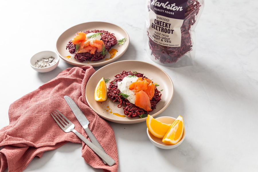 Real Rosti Beetroot rösti plated with orange